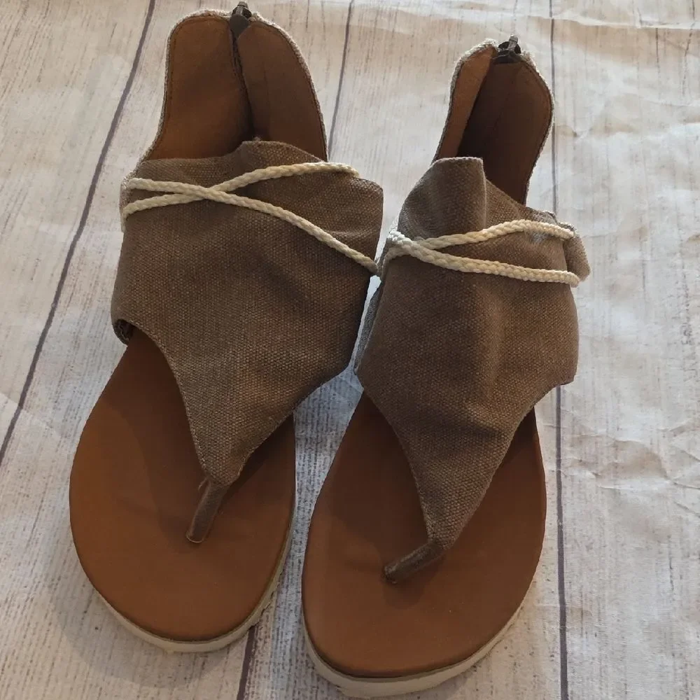 Elegant Tan Canvas Women's Sandals